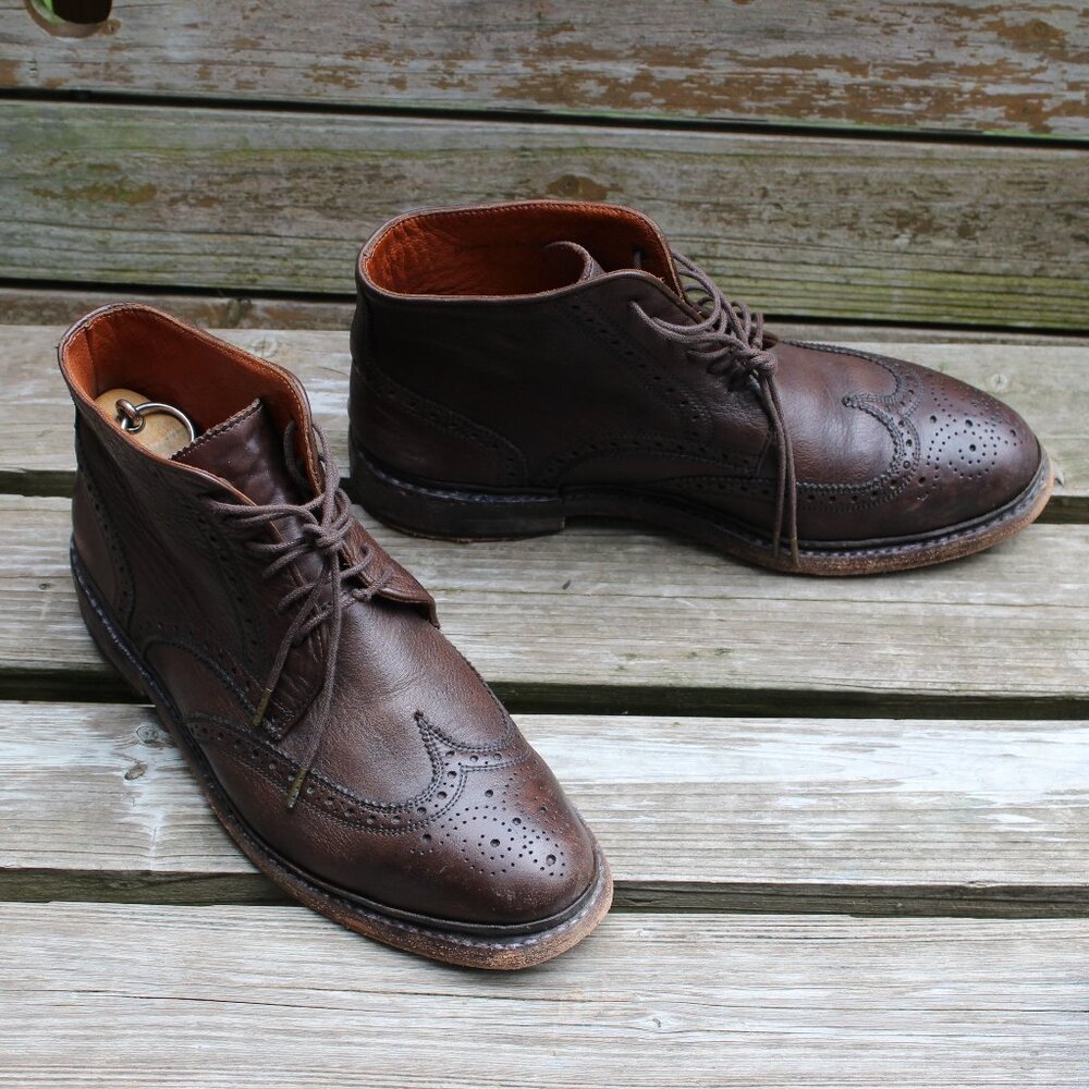 Florsheim x Ducky Brown Leather Wingtip Boot, Goodyear Welted, Men's 8.5 D, GUC
